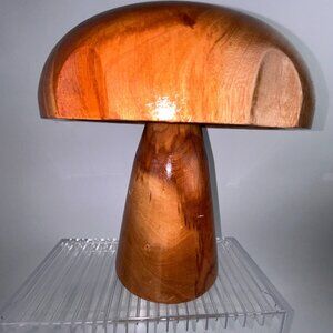 Large Polished Kamani Wood 10" Mushroom Sculpture Decor Phillipines Smith&Hawken